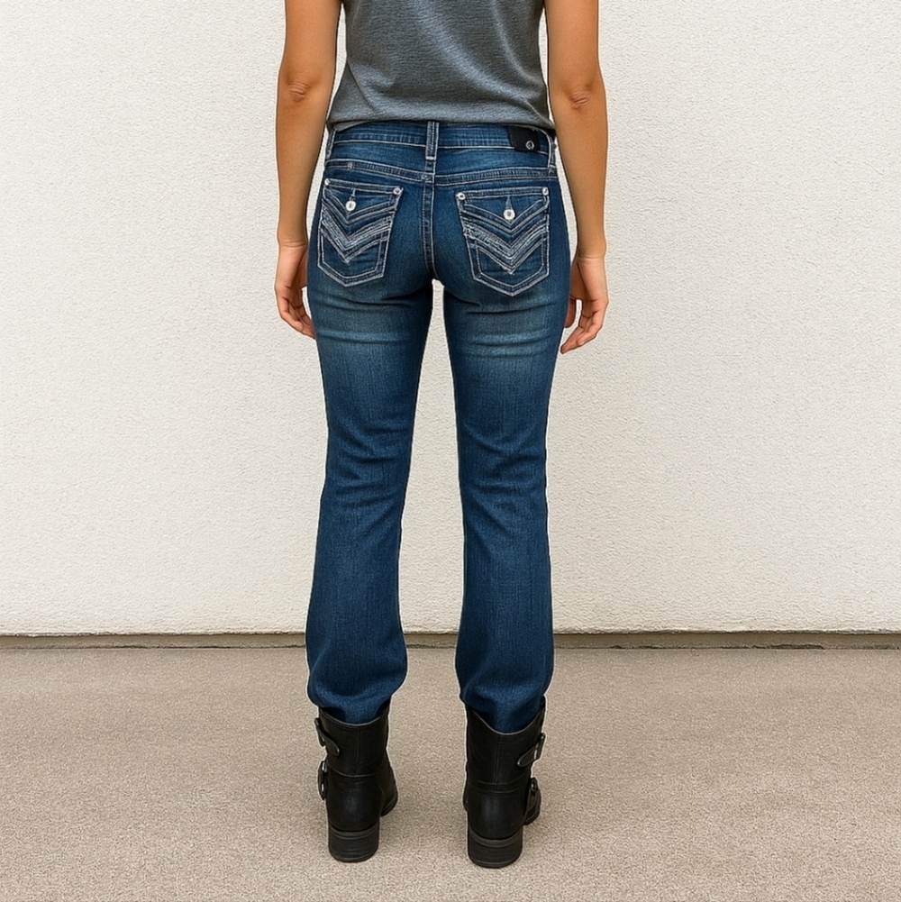 Harley-Davidson Women’s Embellished Bootcut Jeans Size 2 Blue Denim